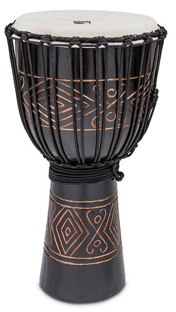 Toca Street Carved Series 12" Wooden Djembe with Synthetic Head in Onyx