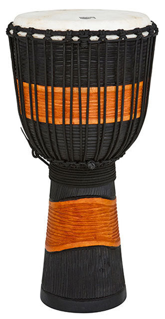 Toca Street Carved Series 12" Wooden Djembe with Synthetic Head - Black & Brown Finish