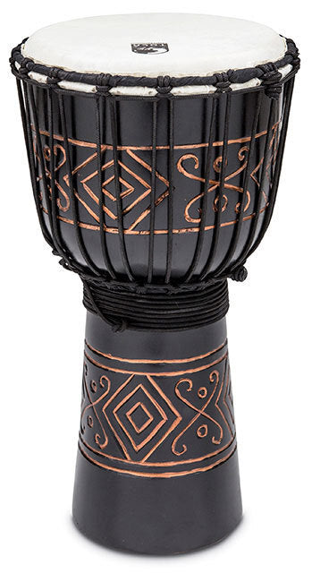 Toca Street Carved Series 10" Wooden Djembe with Synthetic Head in Onyx