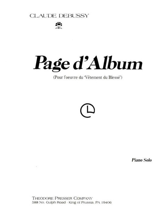 Debussy - Page D'Album Piano Solo (Sheet Music)