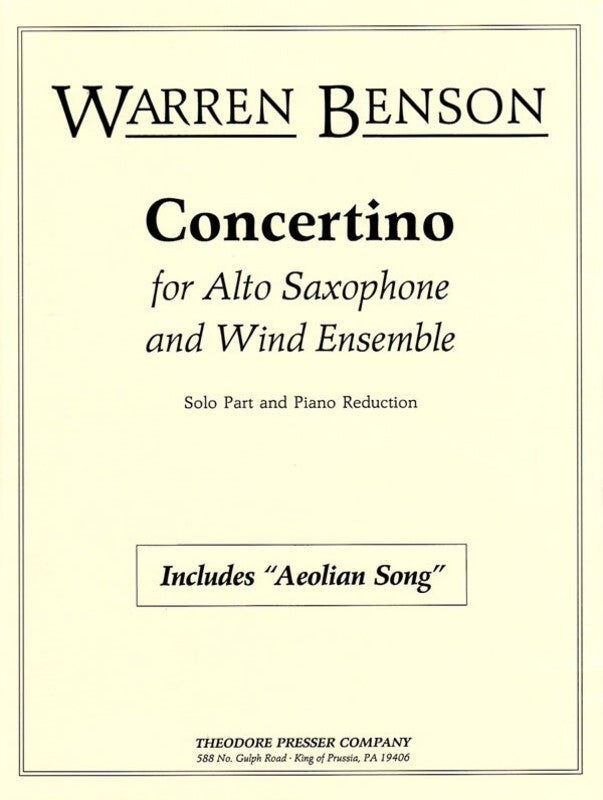 Benson - Concertino Alto Sax/Piano (Softcover Book)