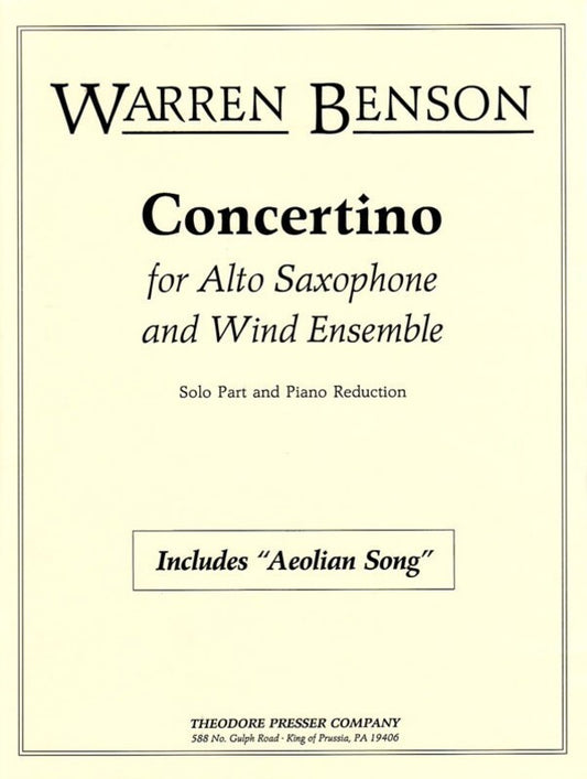 Benson - Concertino Alto Sax/Piano (Softcover Book)