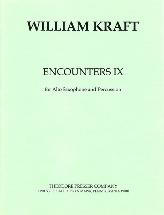 Kraft - Encounters Ix For Alto Sax/Percussion (Softcover Book)