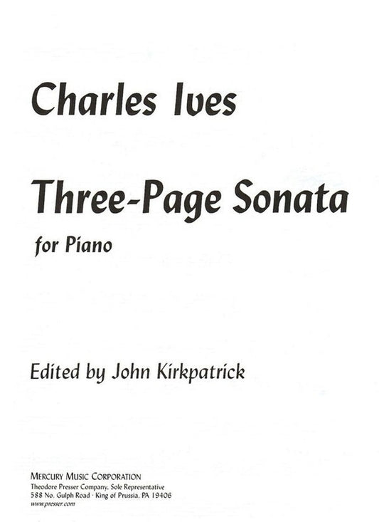 Ives - Three Page Sonata For Piano (Softcover Book)