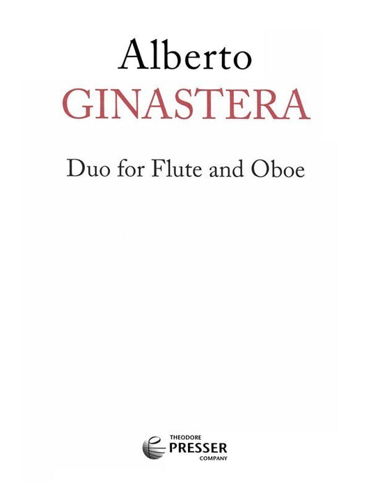 Ginastera - Duo For Flute And Oboe (Softcover Book)