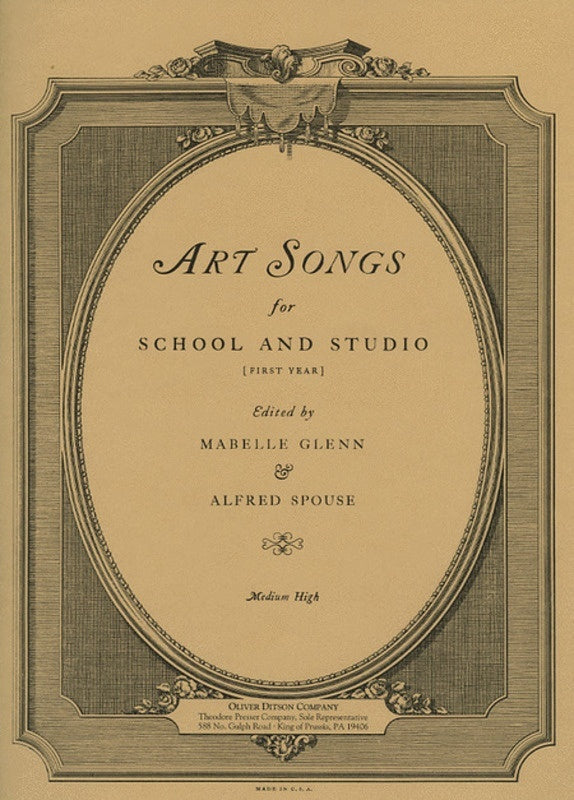 Art Songs For School & Studio 1st Year Med High