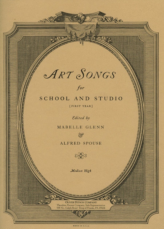 Art Songs For School & Studio 1st Year Med High
