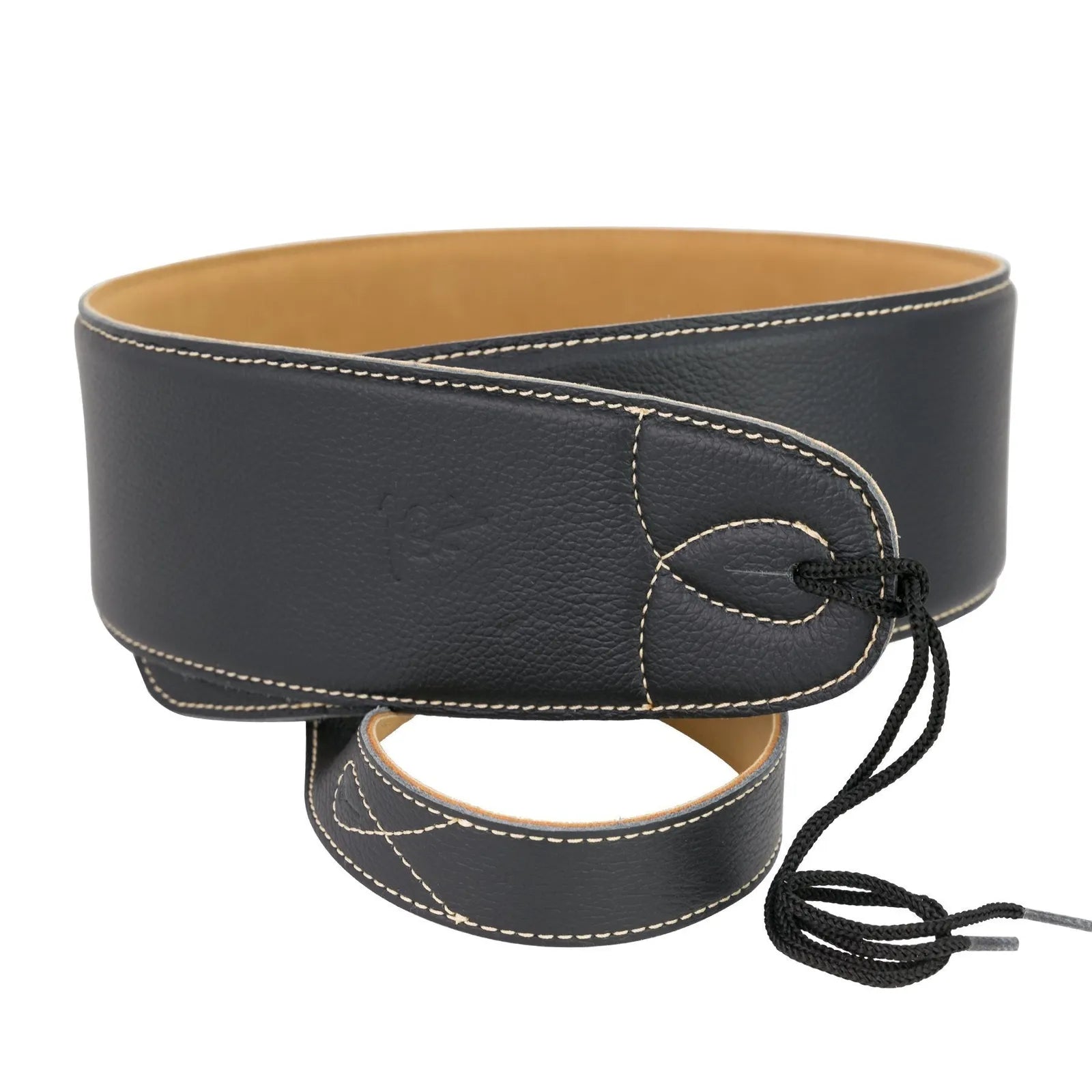 Timberidge Premium Italian Leather Padded Guitar Strap - Black, 183 cm Length, 8 cm Wide, Embossed TR Logo, Accent Stitching — view 3