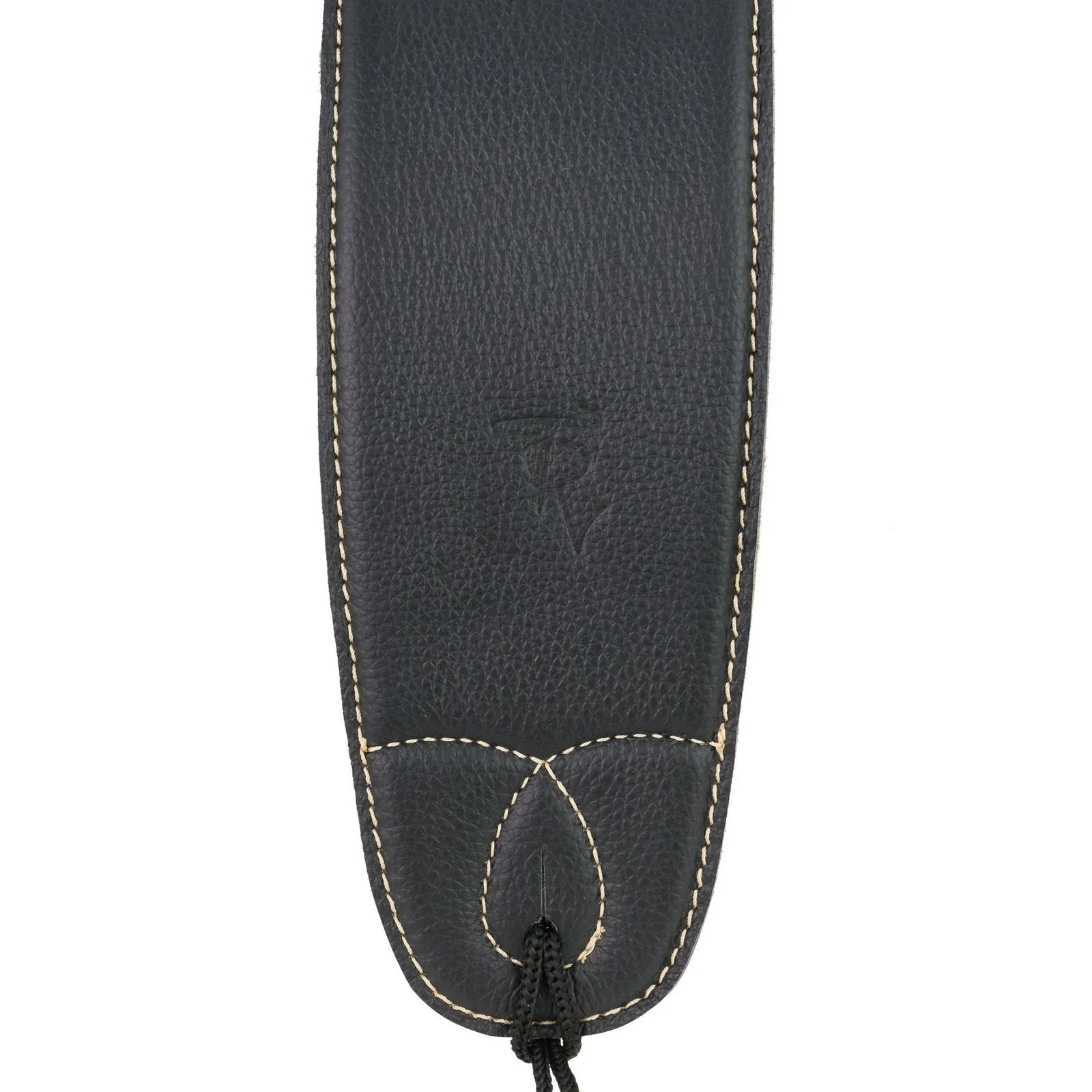 Timberidge Premium Italian Leather Padded Guitar Strap - Black, 183 cm Length, 8 cm Wide, Embossed TR Logo, Accent Stitching — view 2