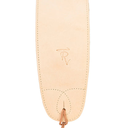 Timberidge Premium Italian Leather Padded Guitar Strap - Tan, 183 cm Length, 8 cm Wide, Embossed TR Logo, Accent Stitching — view 2