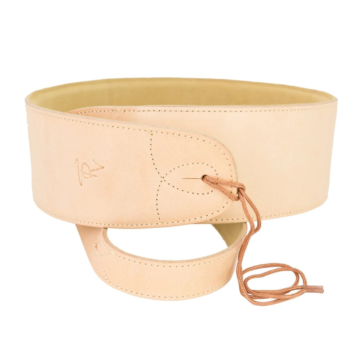 Timberidge Premium Italian Leather Padded Guitar Strap - Tan, 183 cm Length, 8 cm Wide, Embossed TR Logo, Accent Stitching — view 3