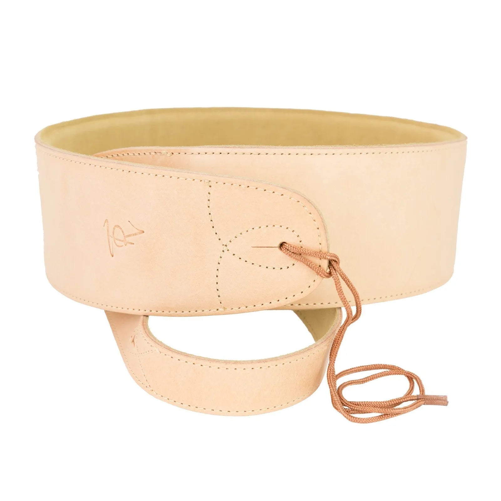Timberidge Premium Italian Leather Padded Guitar Strap - Tan, 183 cm Length, 8 cm Wide, Embossed TR Logo, Accent Stitching — view 3