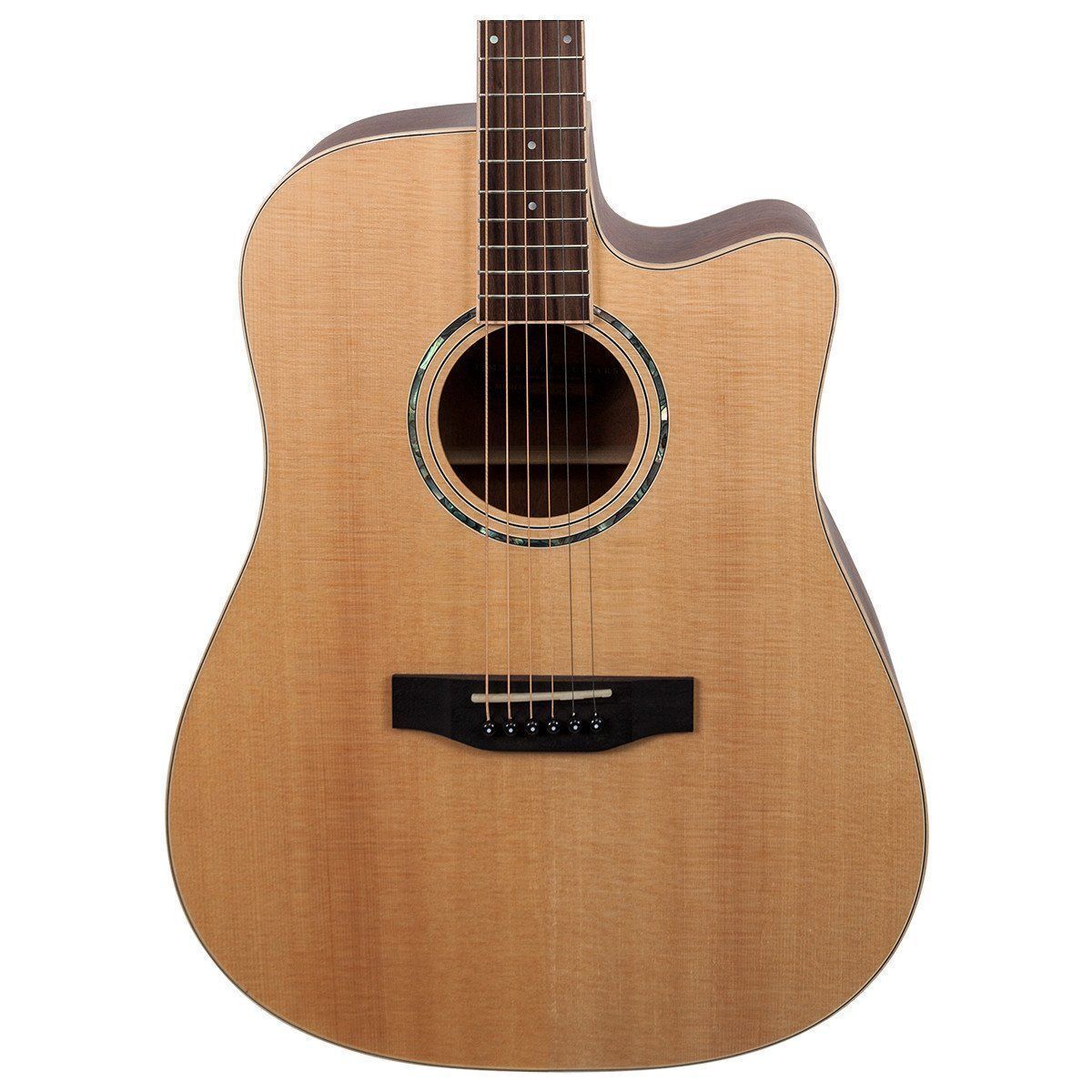 Timberidge TRC-1-NST Spruce Solid Top Acoustic-Electric Dreadnought Cutaway Guitar Natural Satin with Hard Case — view 3