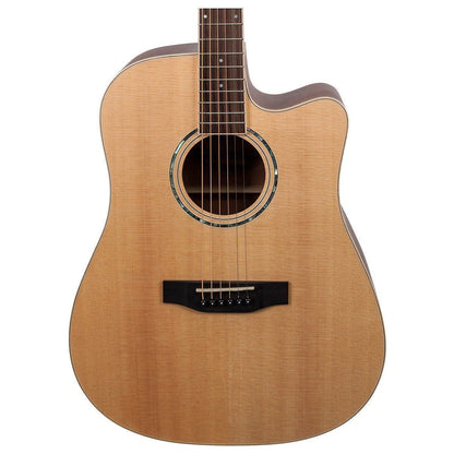 Timberidge TRC-1-NST Spruce Solid Top Acoustic-Electric Dreadnought Cutaway Guitar Natural Satin with Hard Case — view 3