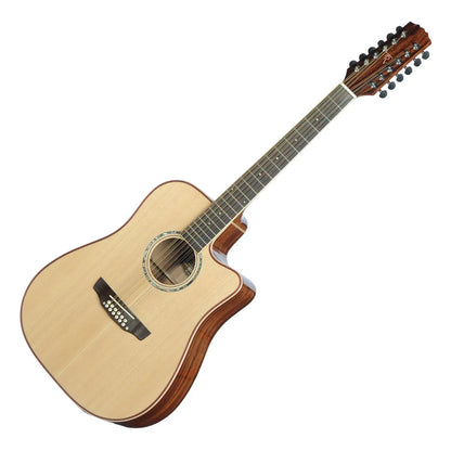 Timberidge TRC-112-NGL '1 Series' 12-String Acoustic-Electric Dreadnought Guitar Natural Gloss with Hard Case — view 3