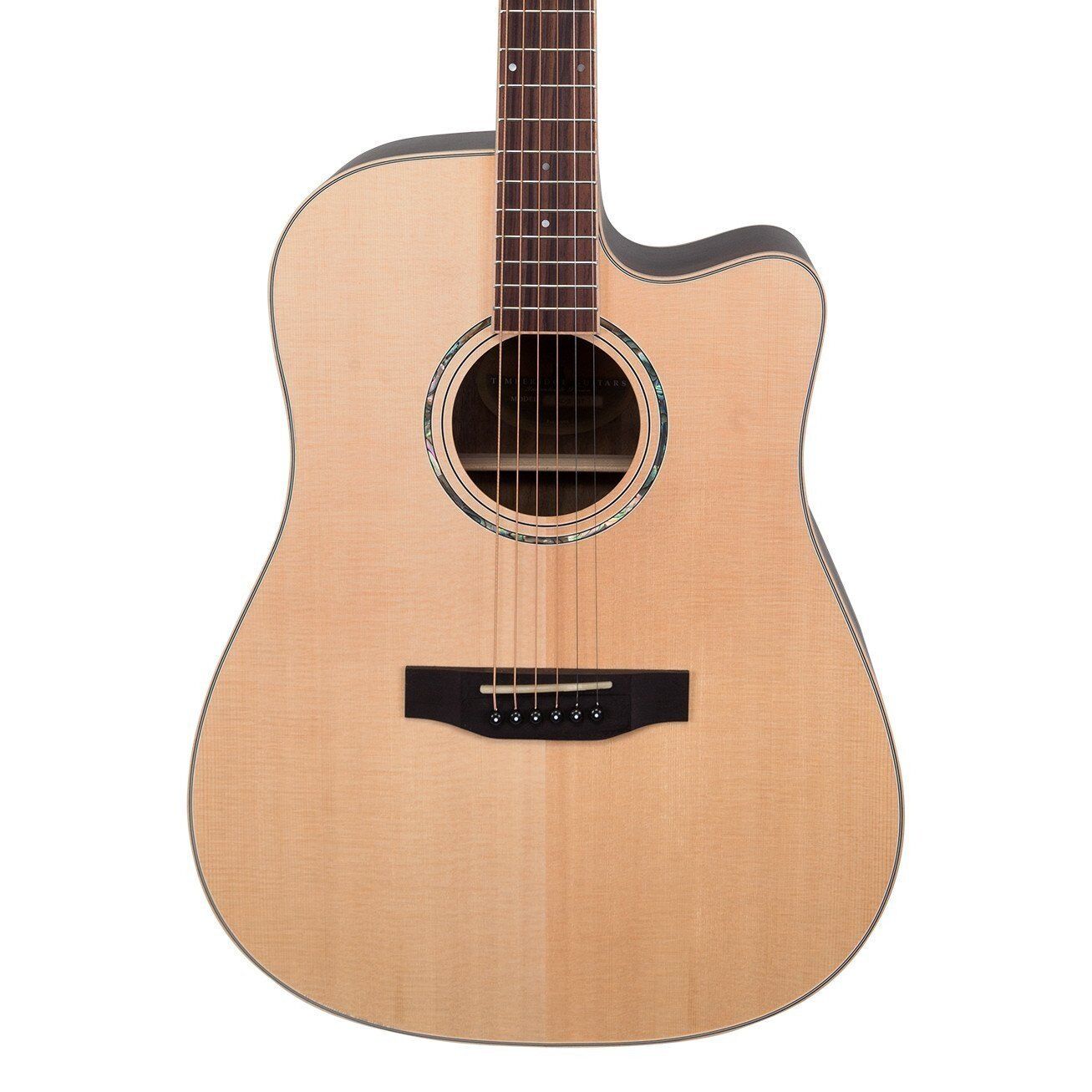 Timberidge TRC-3-NST '3 Series' Spruce Solid Top Acoustic-Electric Dreadnought Guitar with Hard Case (Natural Satin) — view 3