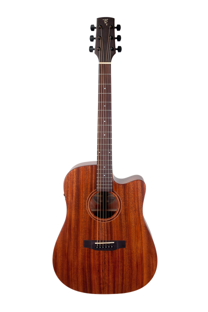 Timberidge Messenger Series Mahogany Solid Top Acoustic-Electric Dreadnought Cutaway Guitar Natural Satin with Hard Case