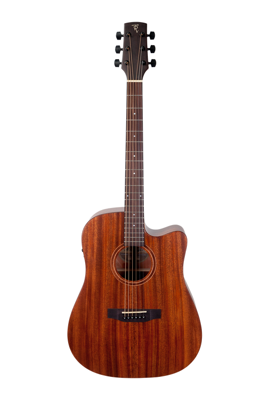 Timberidge Messenger Series Mahogany Solid Top Acoustic-Electric Dreadnought Cutaway Guitar Natural Satin with Hard Case