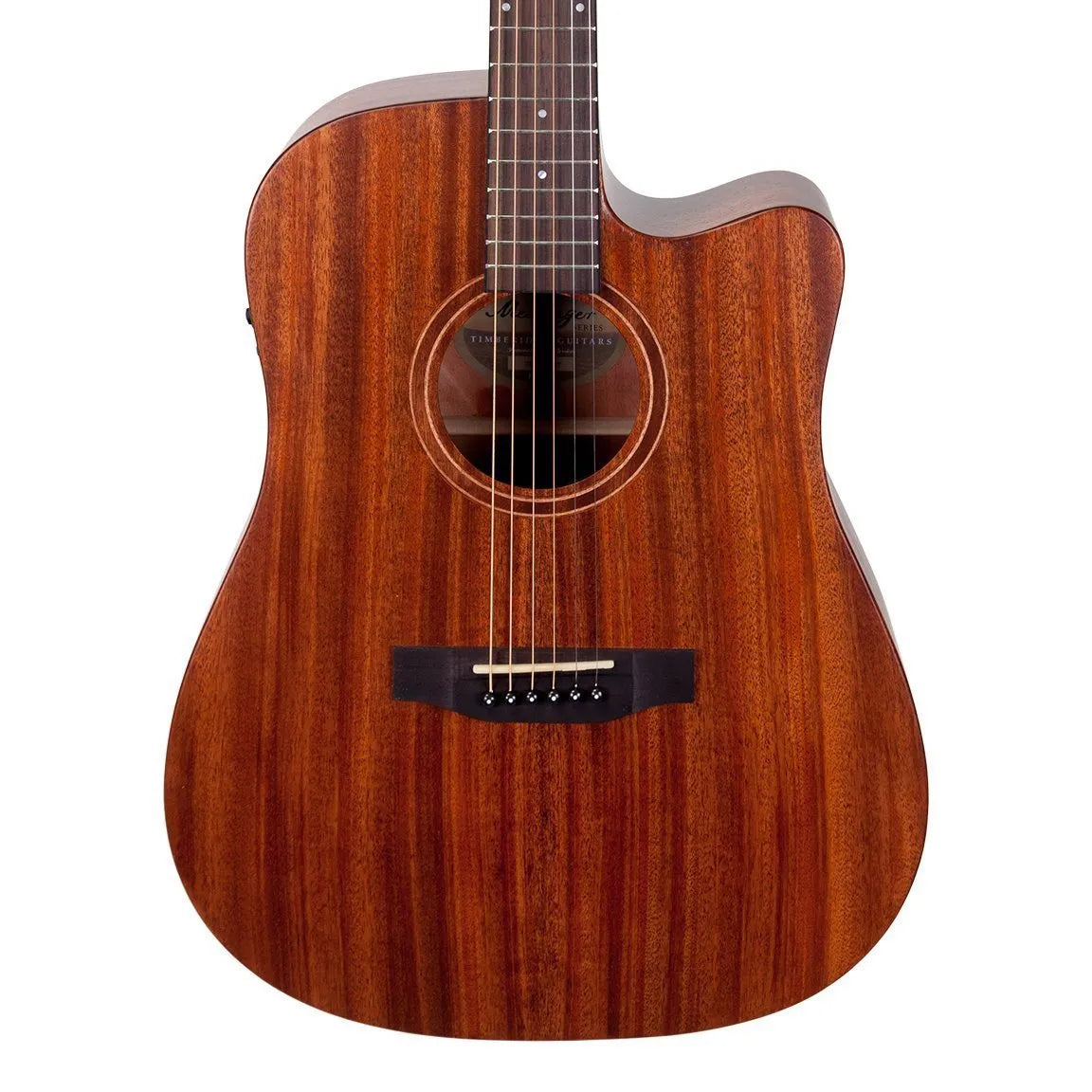 Timberidge Messenger Series Mahogany Solid Top Acoustic-Electric Dreadnought Cutaway Guitar Natural Satin with Hard Case — view 3