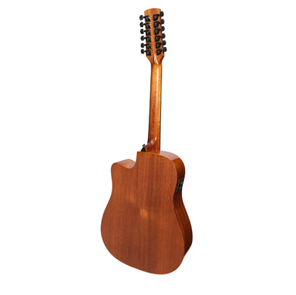 Timberidge Messenger Series 12-String Mahogany Solid Top Acoustic-Electric Dreadnought Cutaway Guitar with Free Hard Case (Natural Satin) — view 2