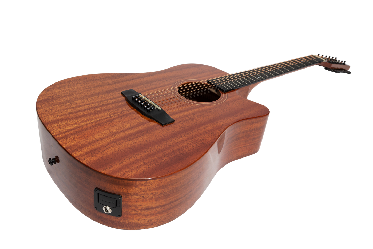 Timberidge Messenger Series 12-String Mahogany Solid Top Acoustic-Electric Dreadnought Cutaway Guitar with Free Hard Case (Natural Satin) — view 3