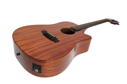 Timberidge Messenger Series 12-String Mahogany Solid Top Acoustic-Electric Dreadnought Cutaway Guitar with Free Hard Case (Natural Satin) — view 3