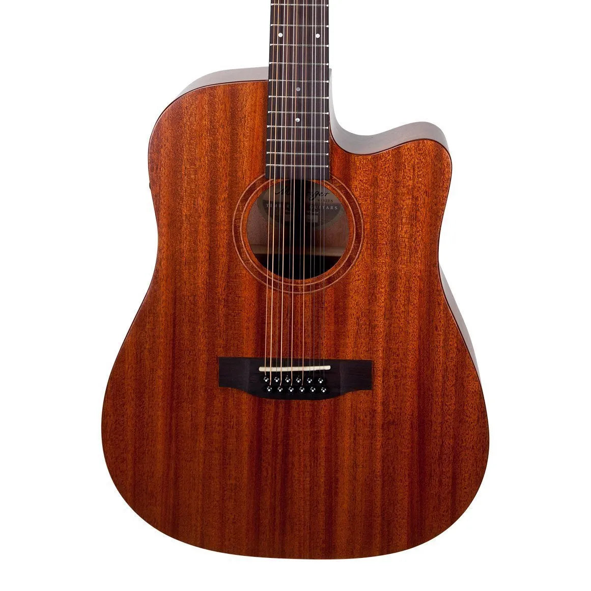 Timberidge Messenger Series 12-String Mahogany Acoustic-Electric Dreadnought Cutaway Guitar Natural Satin with Hard Case — view 3