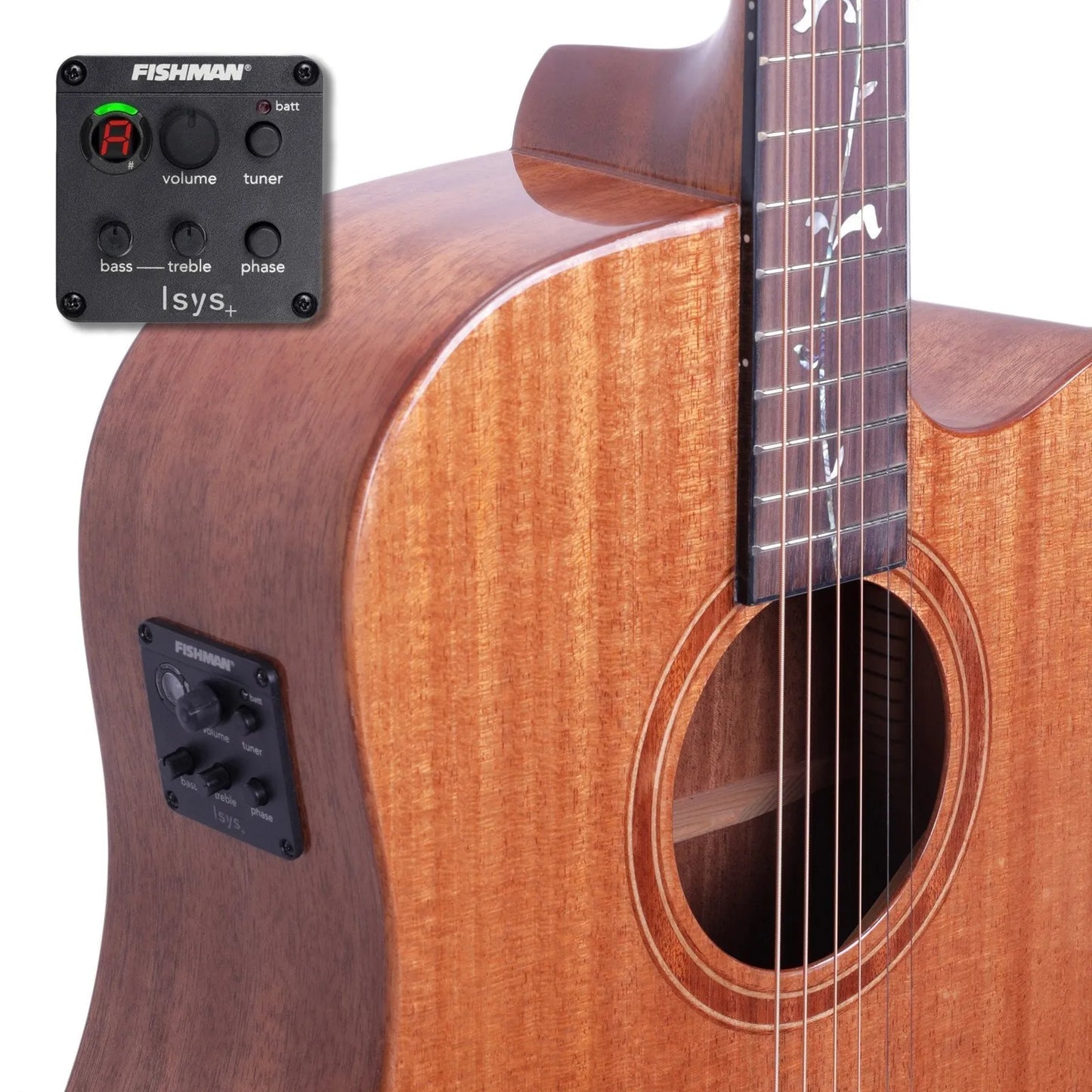 Timberidge Messenger Series Mahogany Solid Top Acoustic-Electric Dreadnought Cutaway Guitar Natural Gloss TRC-MMT-NGL — view 6