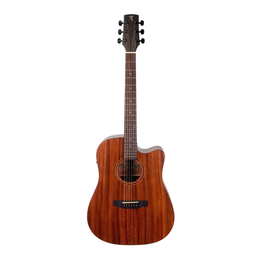 Timberidge TRC-MMX-NGL Mahogany Solid Top Acoustic-Electric Dreadnought Cutaway Guitar with Brad Clark Pickup and Hard Case
