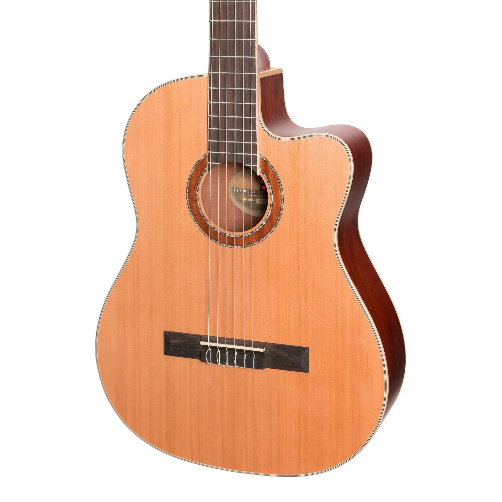 Timberidge TRCC-4-NST Cedar Solid Top Acoustic-Electric Classical Cutaway Guitar with Hard Case - Natural Satin — view 4
