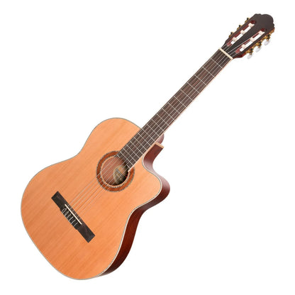 Timberidge TRCC-4-NST Cedar Solid Top Acoustic-Electric Classical Cutaway Guitar with Hard Case - Natural Satin — view 3