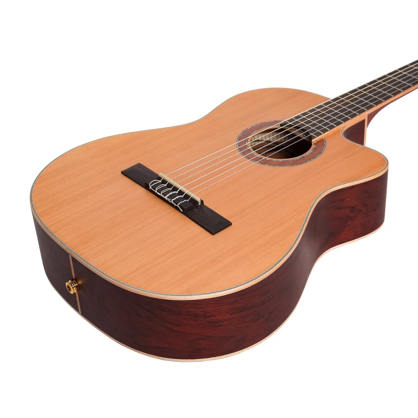 Timberidge TRCC-4-NST Cedar Solid Top Acoustic-Electric Classical Cutaway Guitar with Hard Case - Natural Satin — view 6