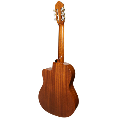 Timberidge Messenger Series Mahogany Solid Top Acoustic-Electric Classical Cutaway Guitar with Hard Case (Natural Gloss) — view 2
