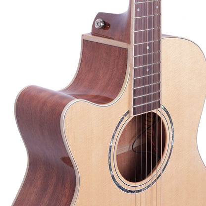 Timberidge TRFC-1L-NGL '1 Series' Left Handed Solid Top Acoustic-Electric Cutaway Guitar with Hard Case (Natural Gloss) — view 6