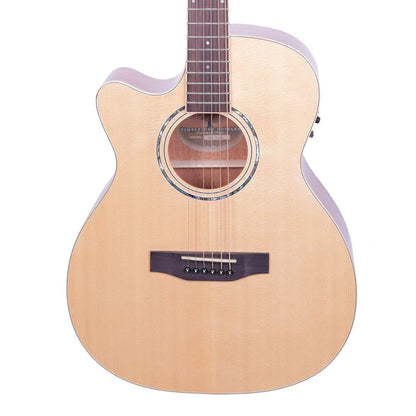 Timberidge TRFC-1L-NGL '1 Series' Left Handed Solid Top Acoustic-Electric Cutaway Guitar with Hard Case (Natural Gloss) — view 3