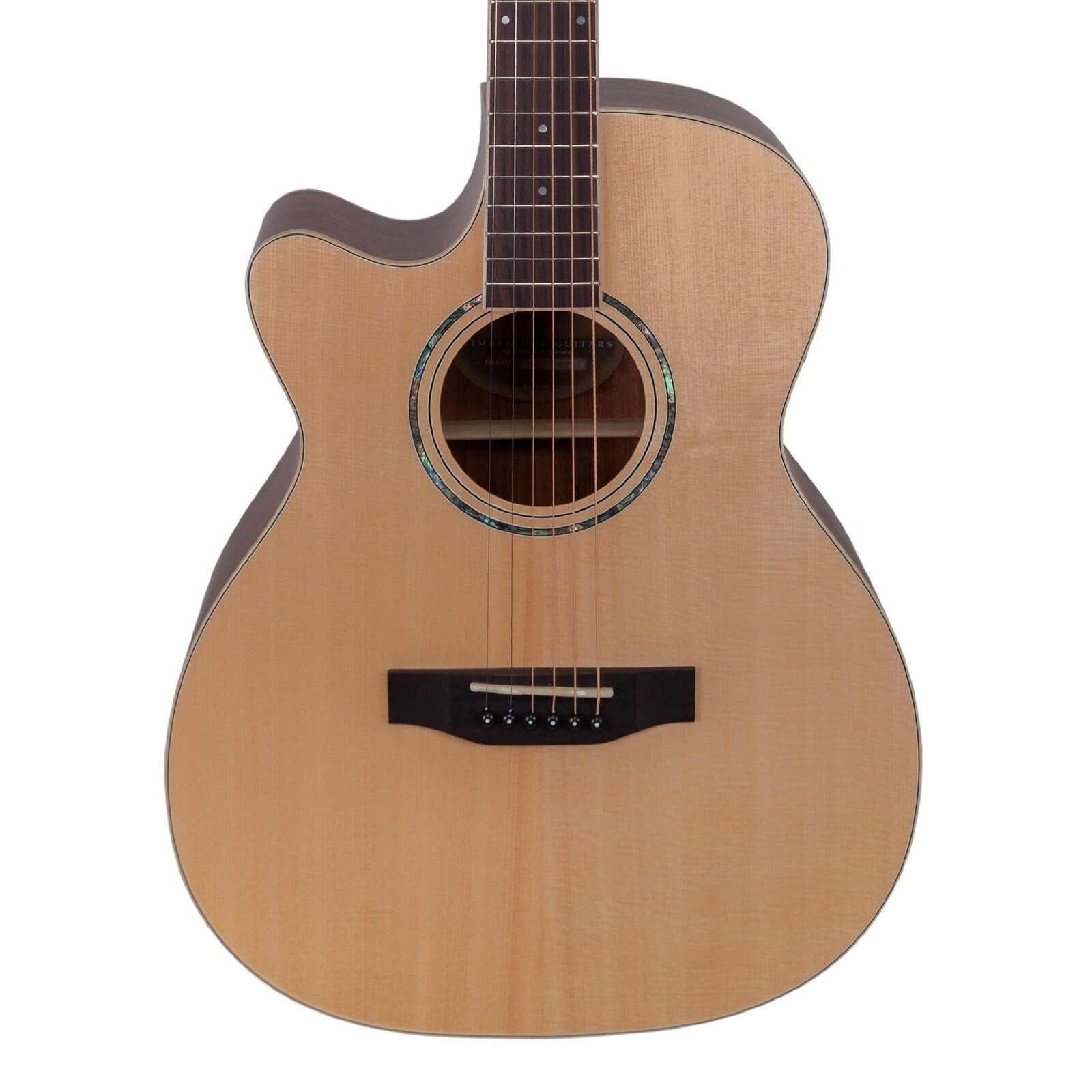 Timberidge TRFC-1L-NST Left Handed Spruce Solid Top Acoustic-Electric Small Body Cutaway Guitar Natural Satin with Hard Case — view 3