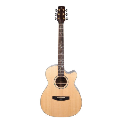 Timberidge TRFC-3T-NGL 3 Series Spruce Solid Top Acoustic-Electric Small Body Cutaway Guitar with Tree of Life Inlay Natural Gloss
