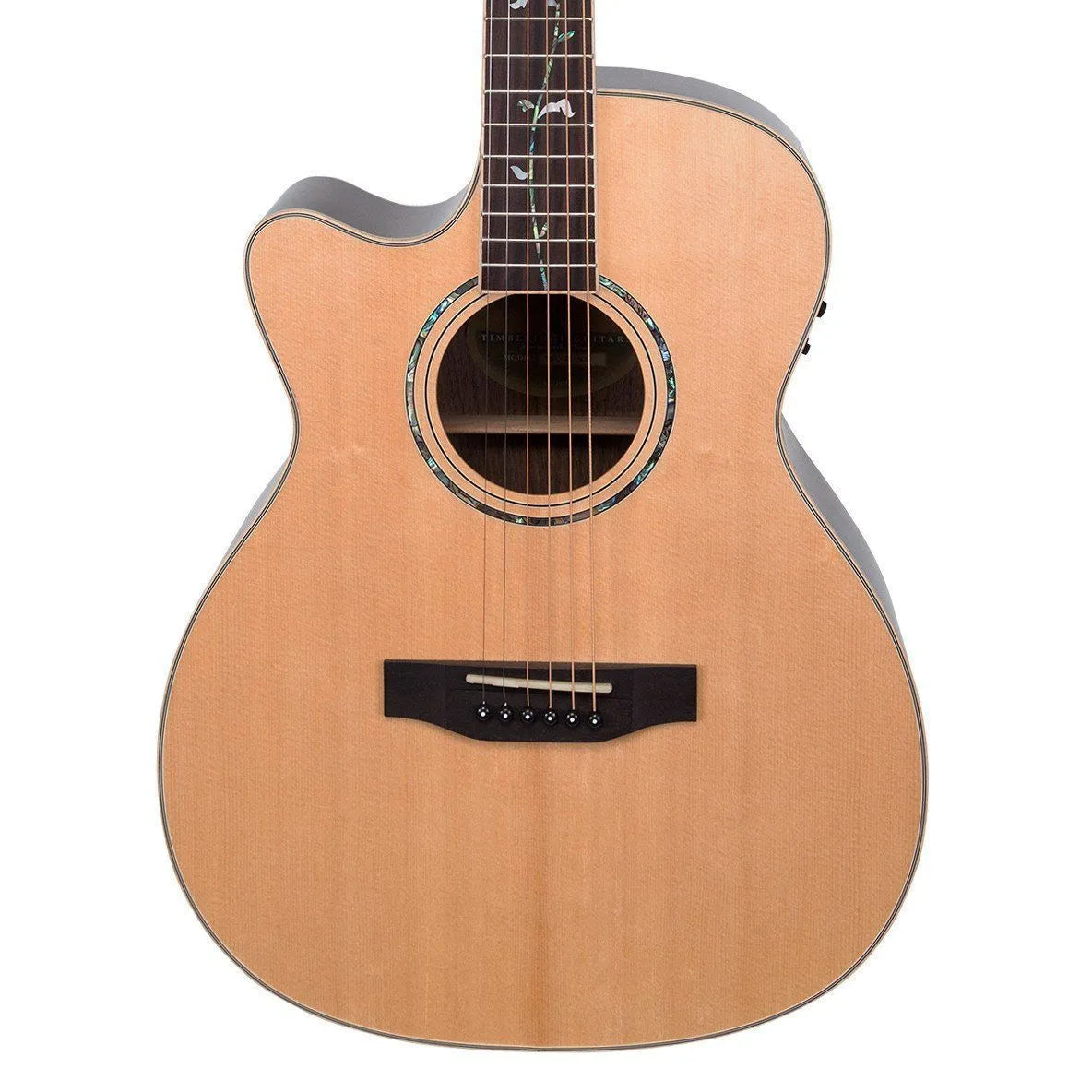 Timberidge 3 Series Left Handed Spruce Solid Top Acoustic-Electric Small-Body Cutaway Guitar with Tree of Life Inlay Natural Gloss — view 3
