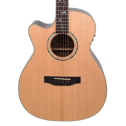 Timberidge 3 Series Left Handed Spruce Solid Top Acoustic-Electric Small-Body Cutaway Guitar with Tree of Life Inlay Natural Gloss — view 3