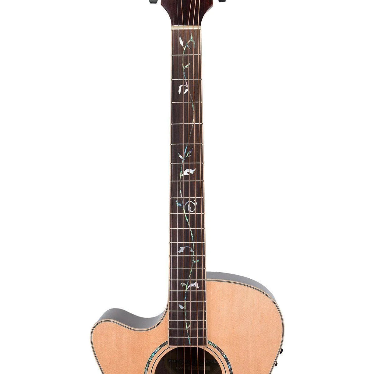 Timberidge 3 Series Left Handed Spruce Solid Top Acoustic-Electric Small-Body Cutaway Guitar with Tree of Life Inlay Natural Gloss — view 5