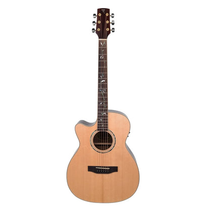 Timberidge 3 Series Left Handed Spruce Solid Top Acoustic-Electric Small-Body Cutaway Guitar with Tree of Life Inlay Natural Gloss