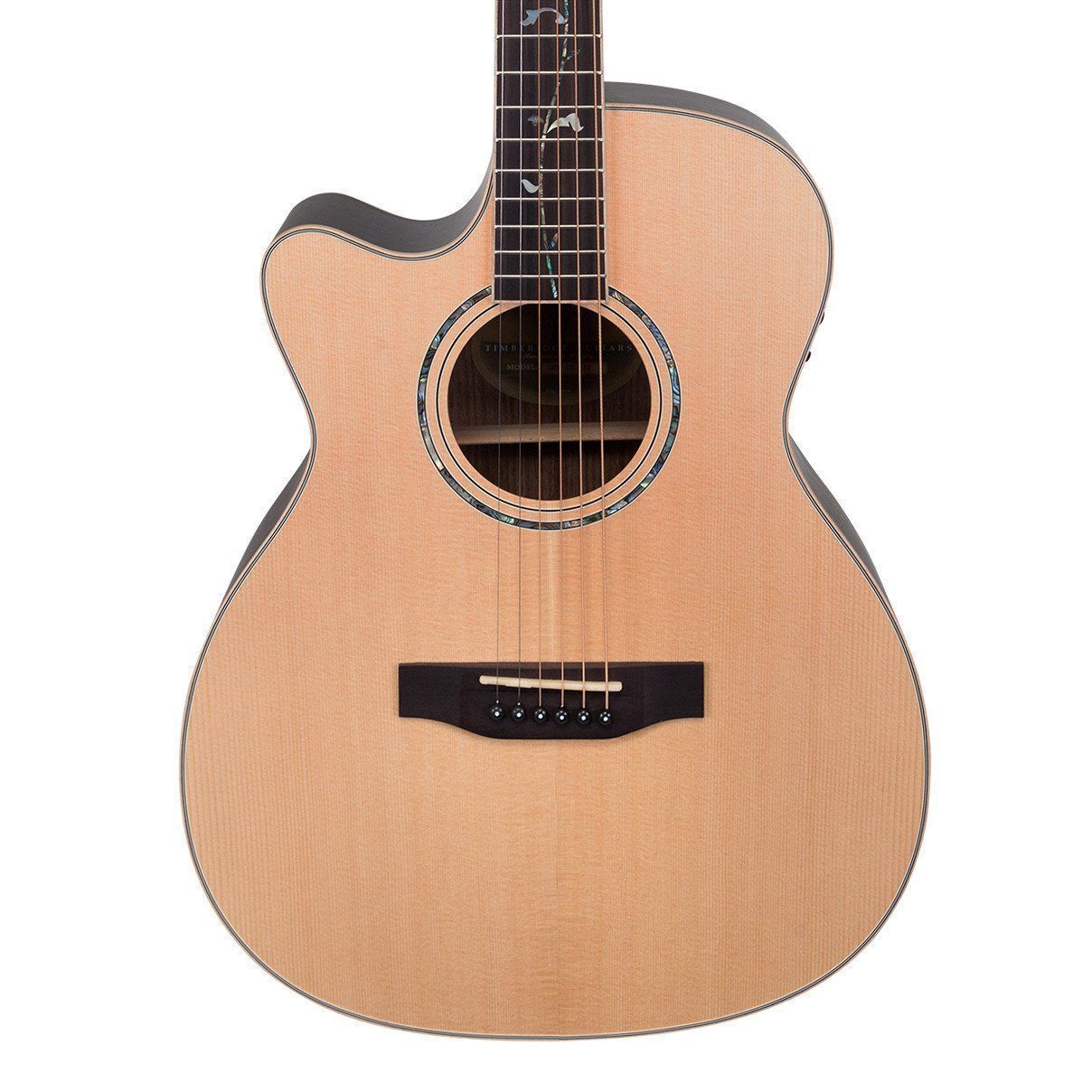 Timberidge TRFC-3TL-NST Left Handed Spruce Solid Top Acoustic-Electric Small Body Cutaway Guitar with Tree of Life Inlay Natural Satin — view 3