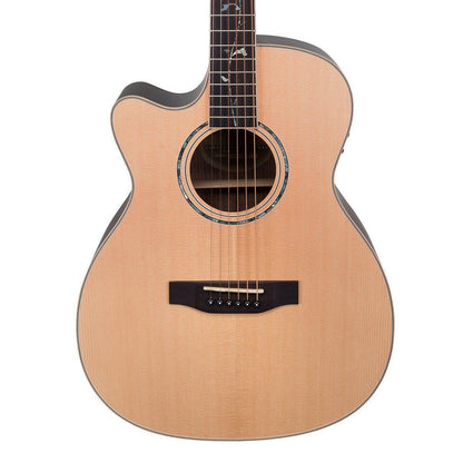 Timberidge TRFC-3TL-NST Left Handed Spruce Solid Top Acoustic-Electric Small Body Cutaway Guitar with Tree of Life Inlay Natural Satin — view 3