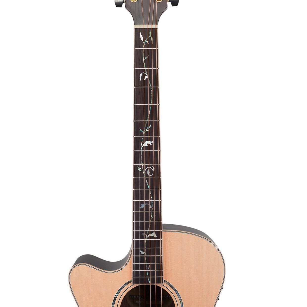 Timberidge TRFC-3TL-NST Left Handed Spruce Solid Top Acoustic-Electric Small Body Cutaway Guitar with Tree of Life Inlay Natural Satin — view 5