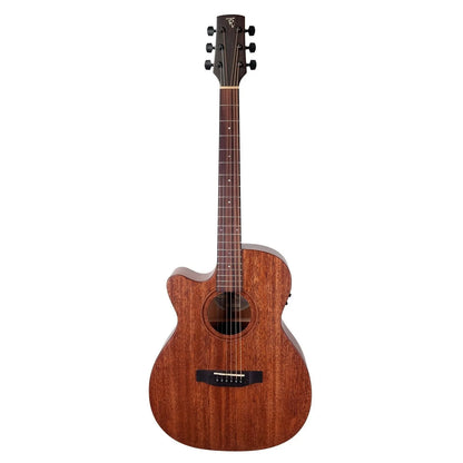 Timberidge Messenger Series Left Handed Mahogany Solid Top Acoustic-Electric Small Body Cutaway Guitar Natural Satin with Case
