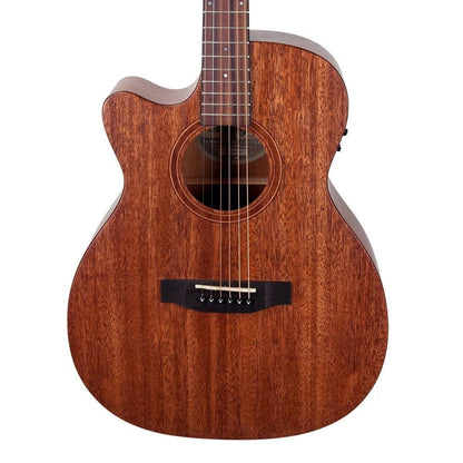 Timberidge Messenger Series Left Handed Mahogany Solid Top Acoustic-Electric Small Body Cutaway Guitar Natural Satin with Case — view 3