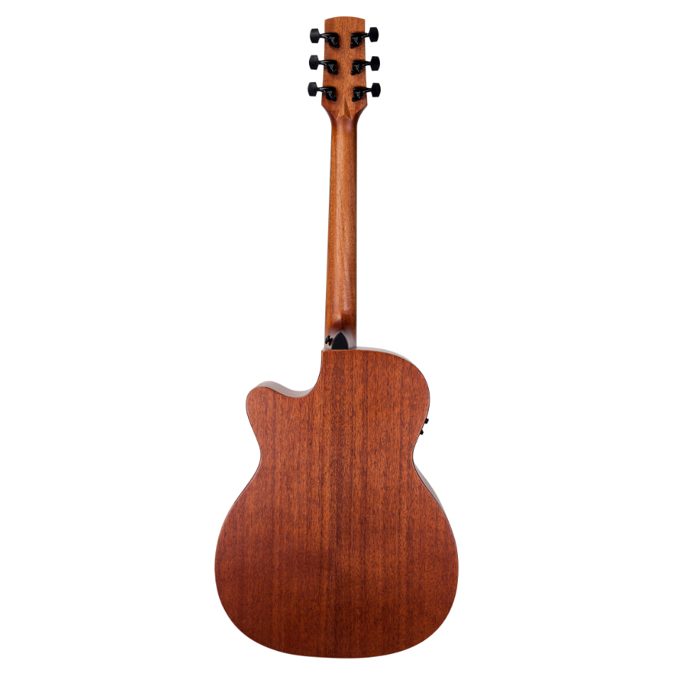 Timberidge Messenger Series Mahogany Solid Top Acoustic-Electric Small Body Cutaway Guitar with Tree of Life Inlay Natural Gloss — view 2