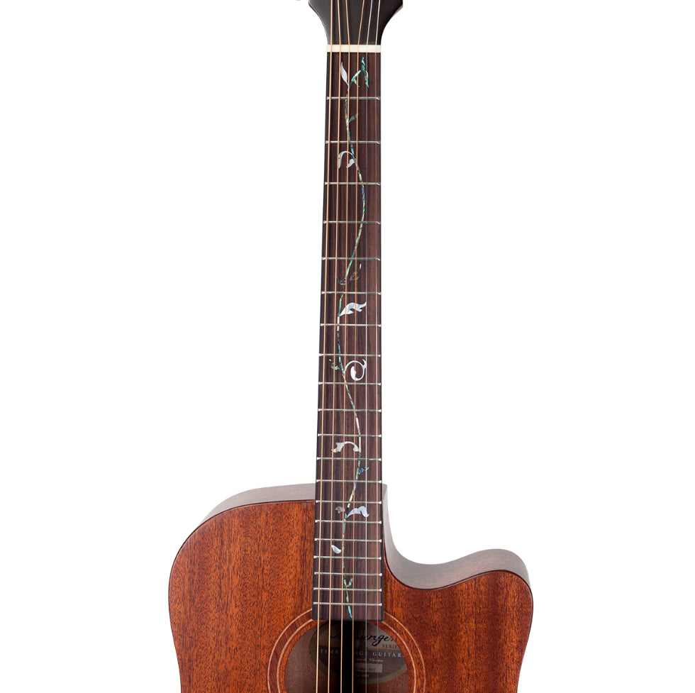 Timberidge Messenger Series Mahogany Solid Top Acoustic-Electric Small Body Cutaway Guitar with Tree of Life Inlay Natural Gloss — view 4