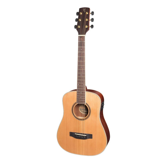 Timberidge '4 Series' Left Handed Cedar Solid Top Traveller Mini Acoustic-Electric Guitar (Natural Satin)