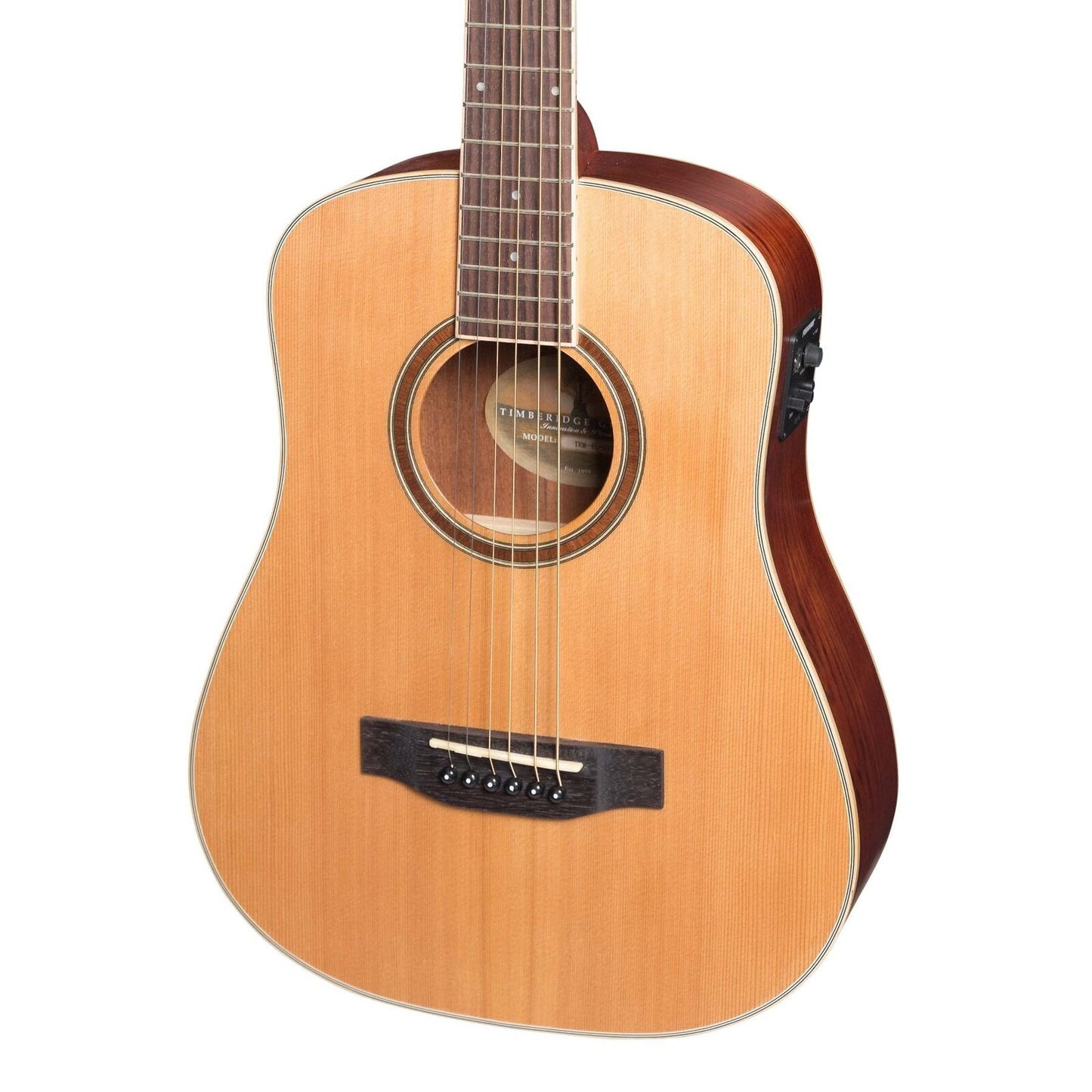 Timberidge 4 Series Left Handed Cedar Solid Top Acoustic-Electric Mini Guitar with Hard Case - Natural Satin — view 4